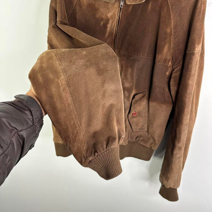 (L) 90s Brown Leather Suede Jacket