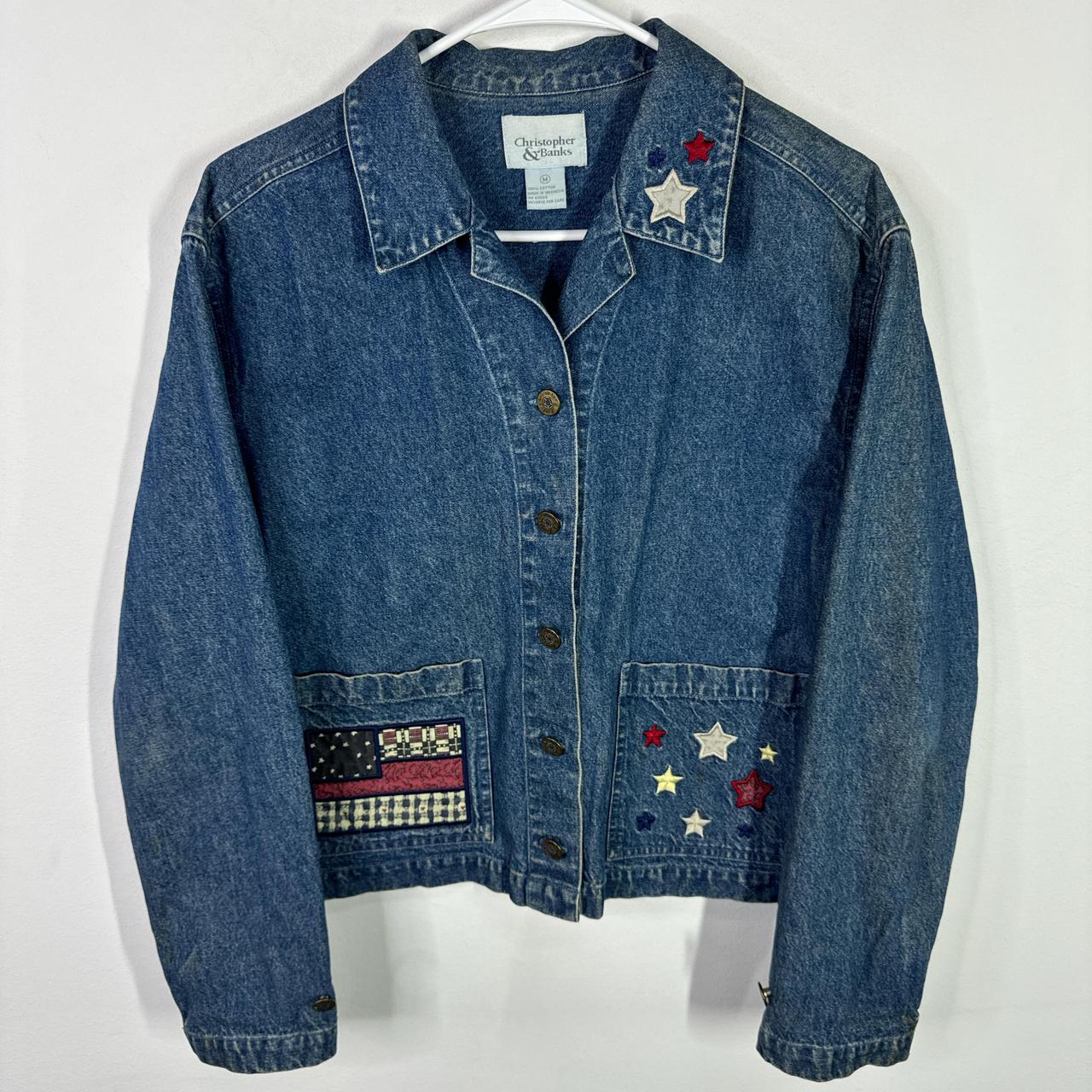 (M) 90s American Flag Denim Jacket