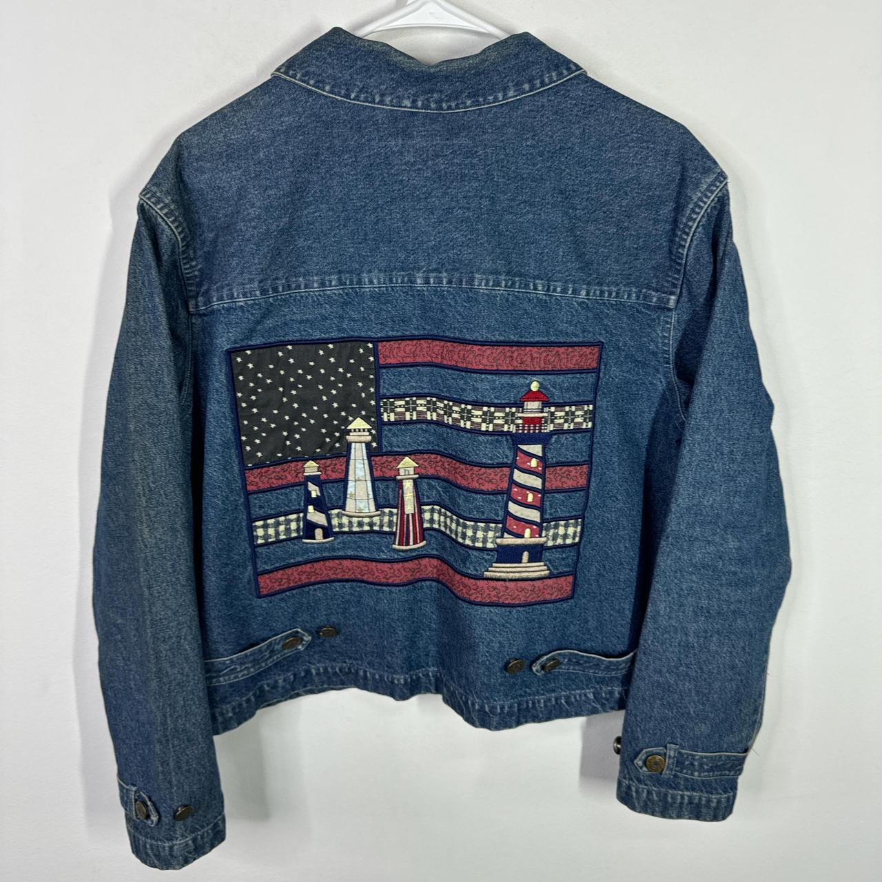 (M) 90s American Flag Denim Jacket