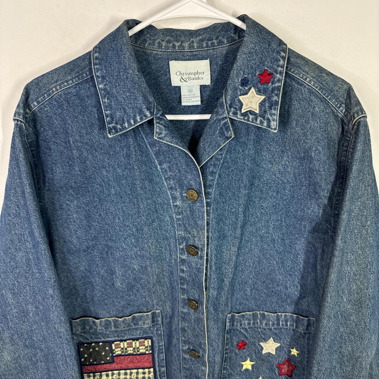 (M) 90s American Flag Denim Jacket