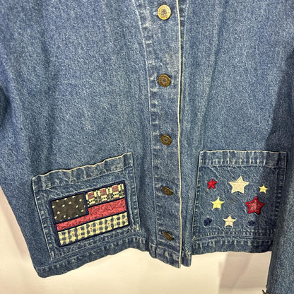 (M) 90s American Flag Denim Jacket